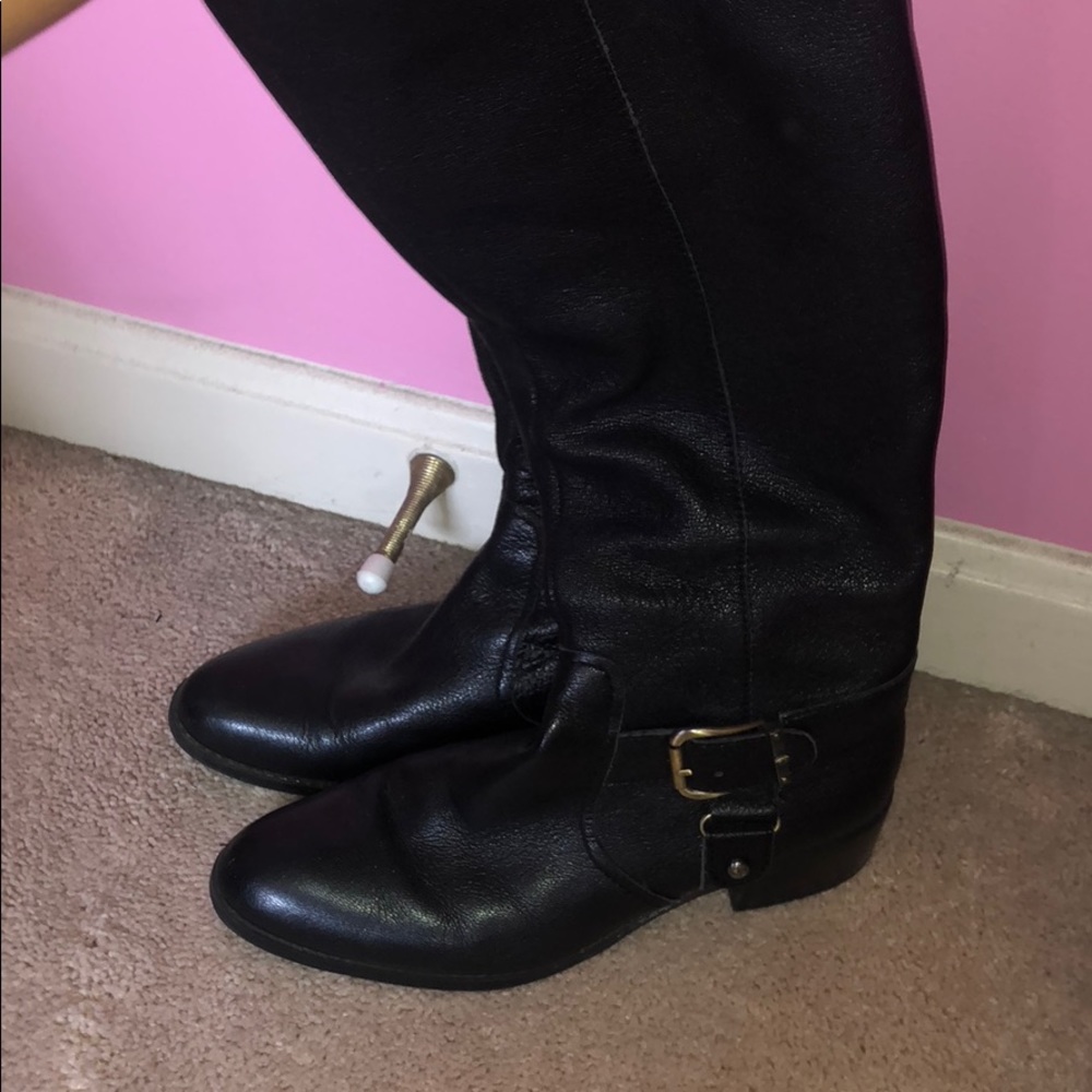 Black leather Knee boots